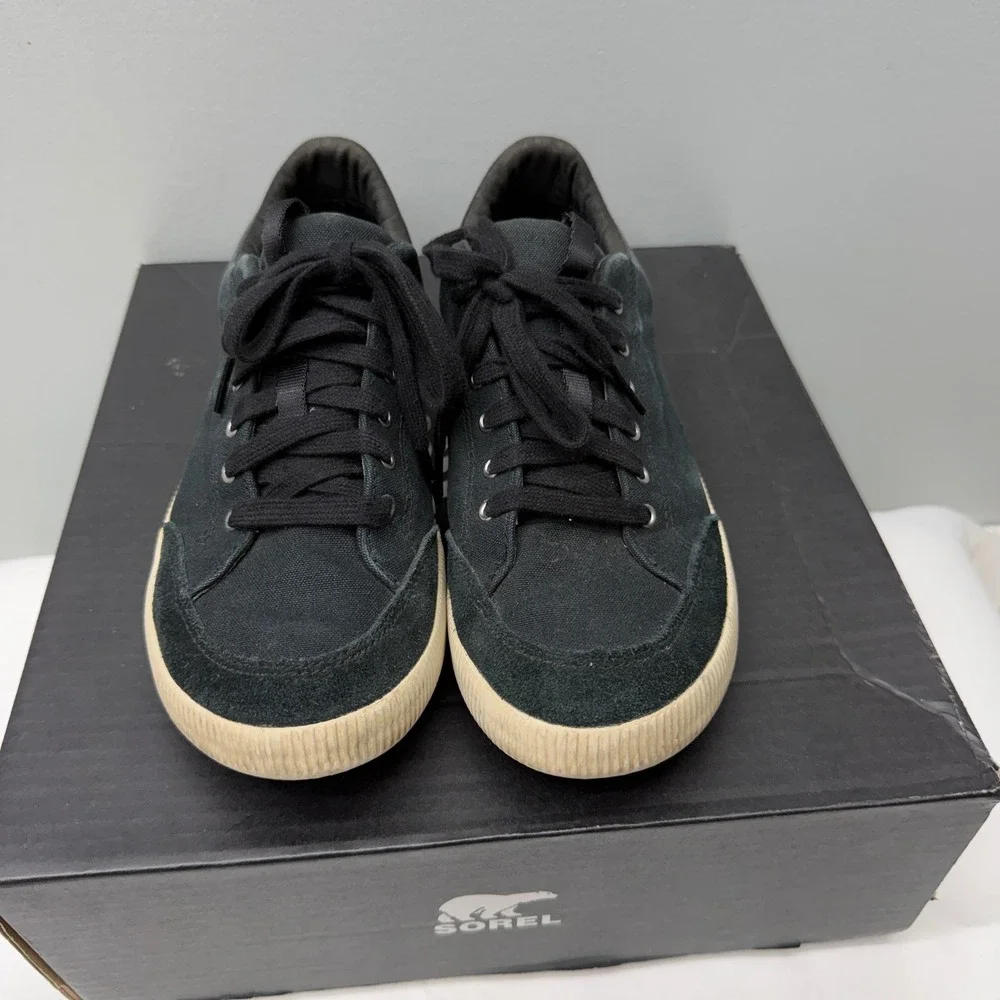 Sorel Out N About Plus Womens‎ 8 Low Waterproof Sneakers Black Suede Canvas